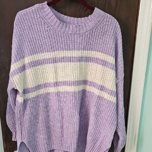American Eagle Outfitters Lavender and Cream Sweater